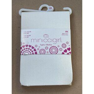 Miniccigirl Girls Medium White Tights 1 Pair Nylon Spandex Age 4-6 New